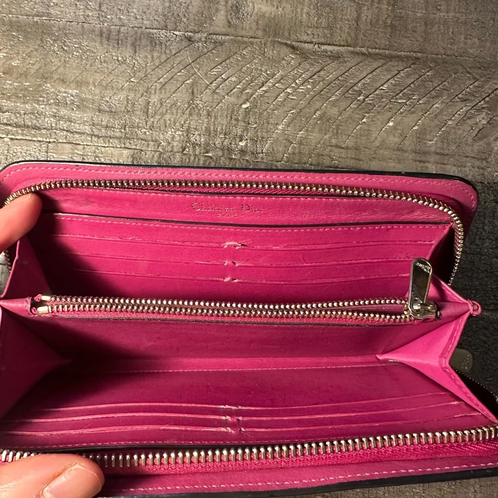 Dior Diorissimo Navy and Pink Leather Wallet